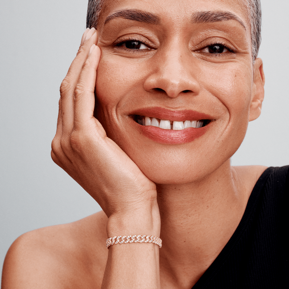 Moissanit Cuban-Armband | Gold