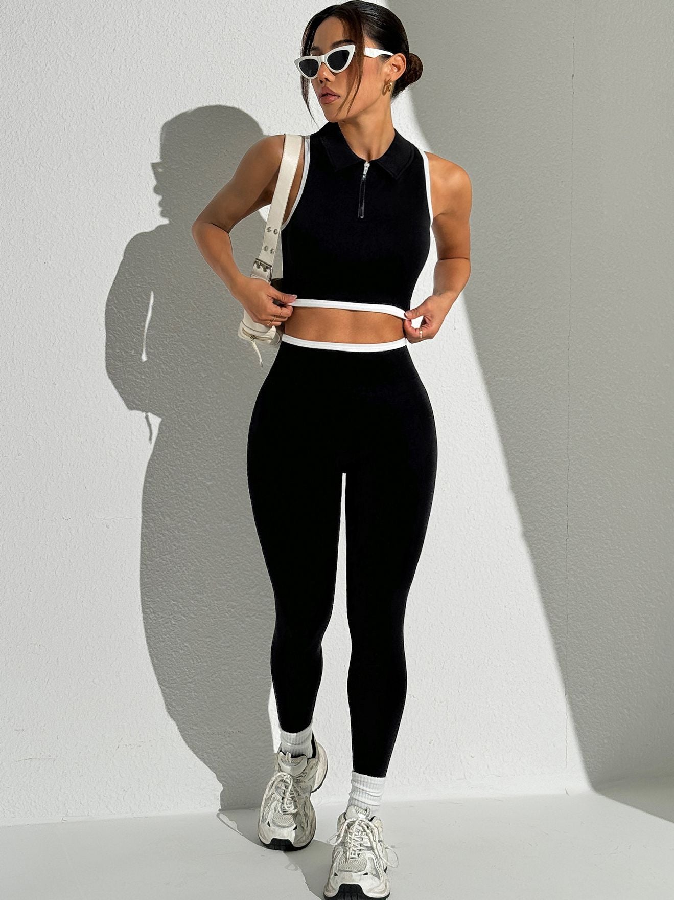 Damen Stehkragen Reißverschluss Schnelltrocknendes Tanktop