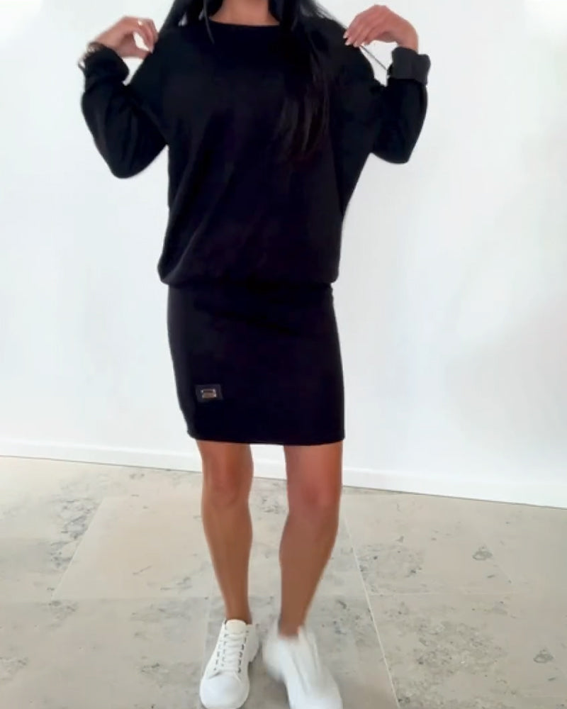 Langärmliges, lässiges, figurbetontes Kleid