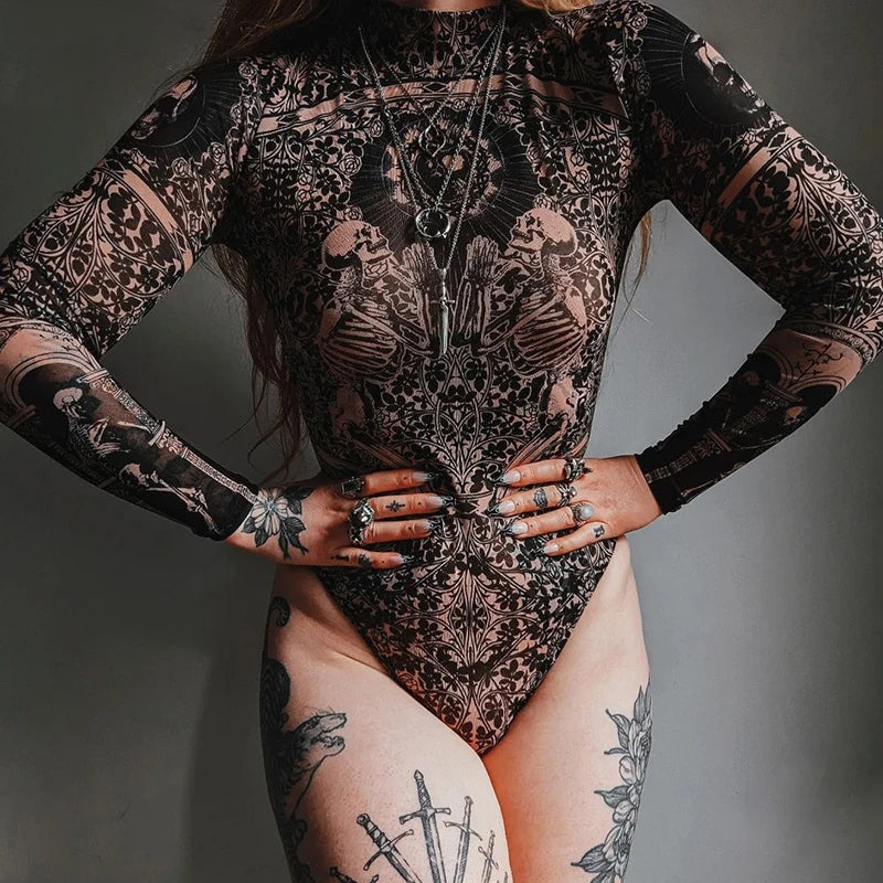 Damen Gothic Bodysuit