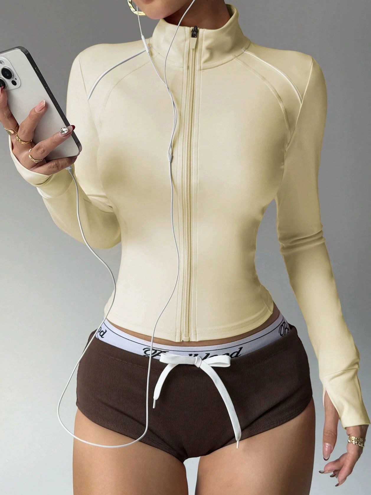 Damen Reißverschluss Stehkragenjacken