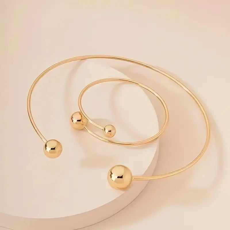 Minimalistisches Glow Halsband & Armreifen Set | Gold