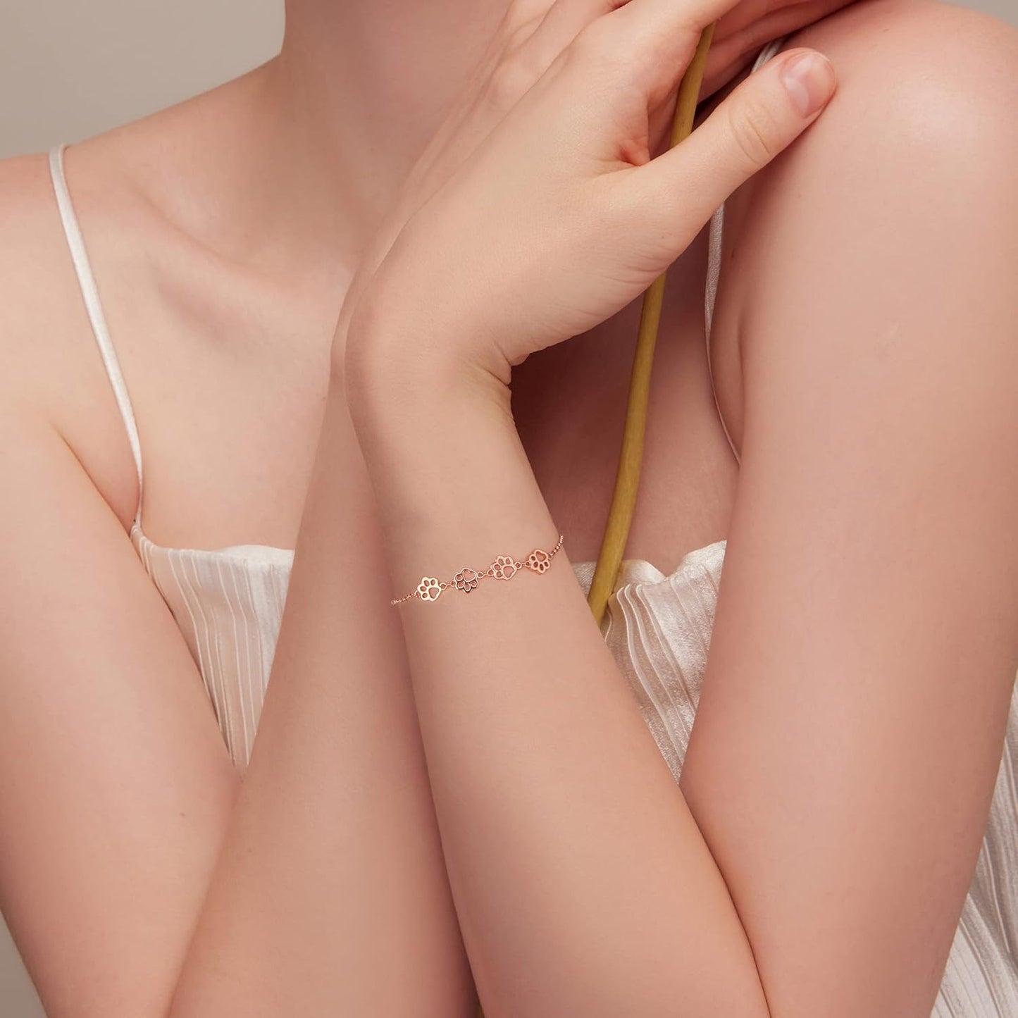 Sterling Silber Pfotenabdruck Armband – Verstellbare Passform