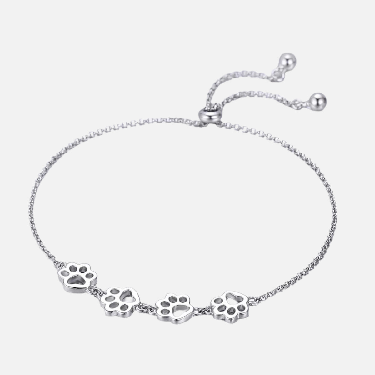 Sterling Silber Pfotenabdruck Armband – Verstellbare Passform