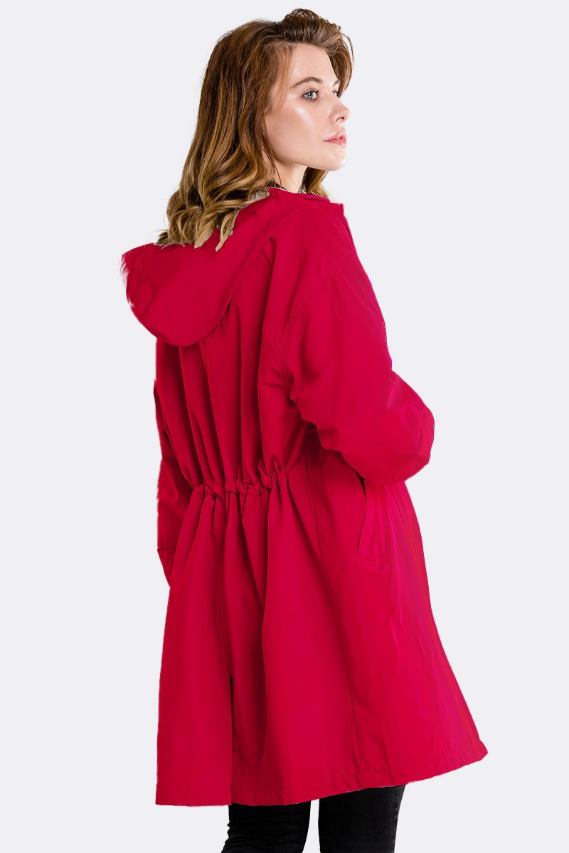 Wasserabweisende Übergroße Kapuzen-Windjacke Regenjacke