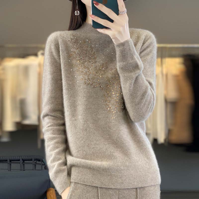 Blattdruck Strickpullover