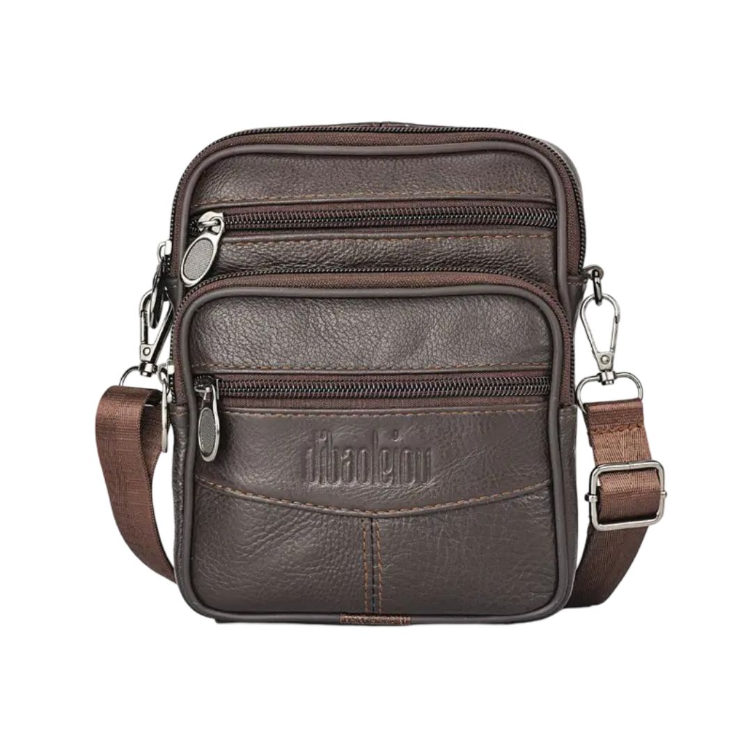 Brian | Texturiertes Leder-Crossbody mit Triple-Zip-Nutzung