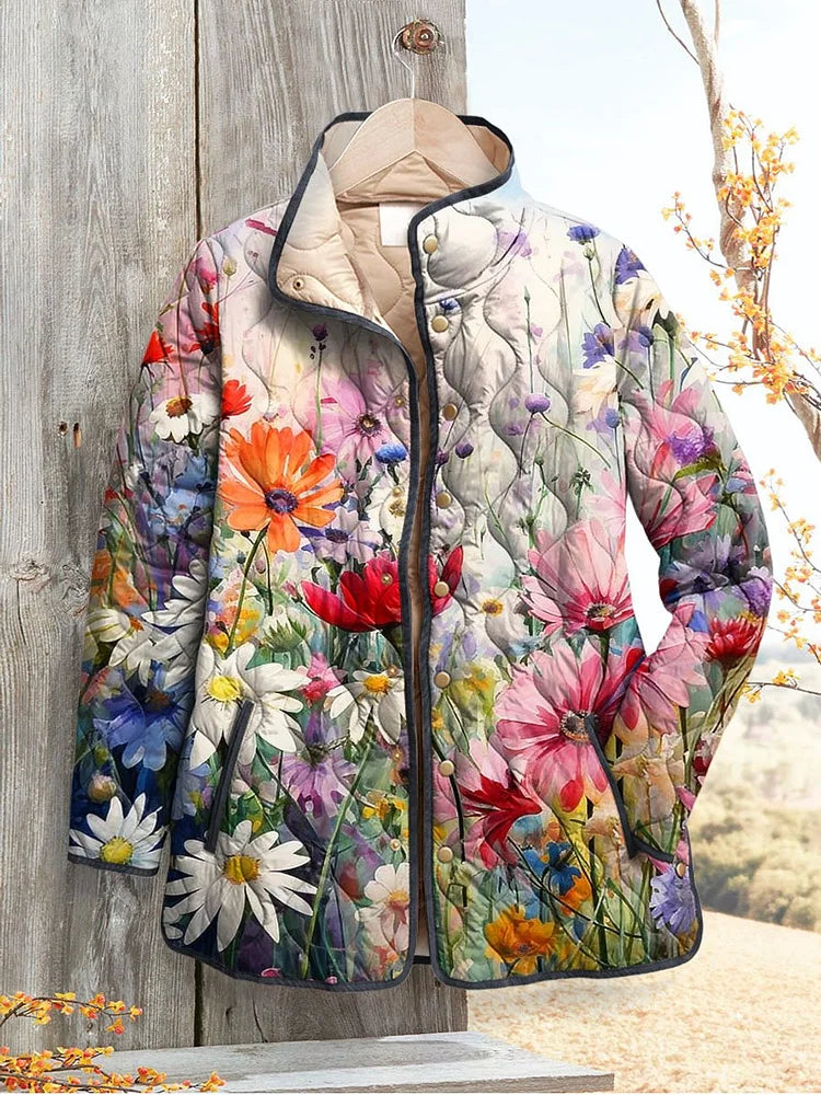 Alexa | Charmante floral bedruckte gesteppte Jacke für Frauen - Vintage Casual Stil