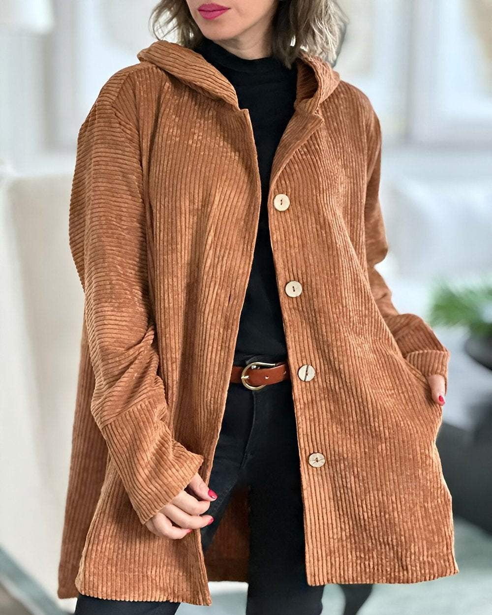 Ellen | Jacke mit Knöpfen und Kapuze