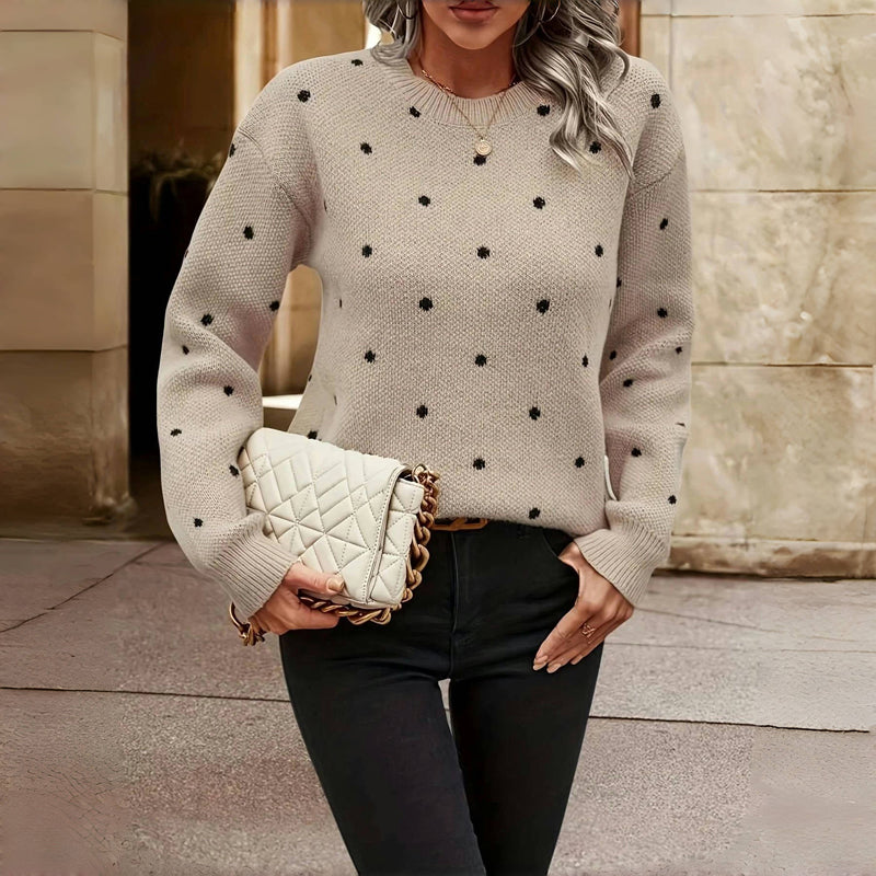 Lässiger Polka Dot Strickpullover