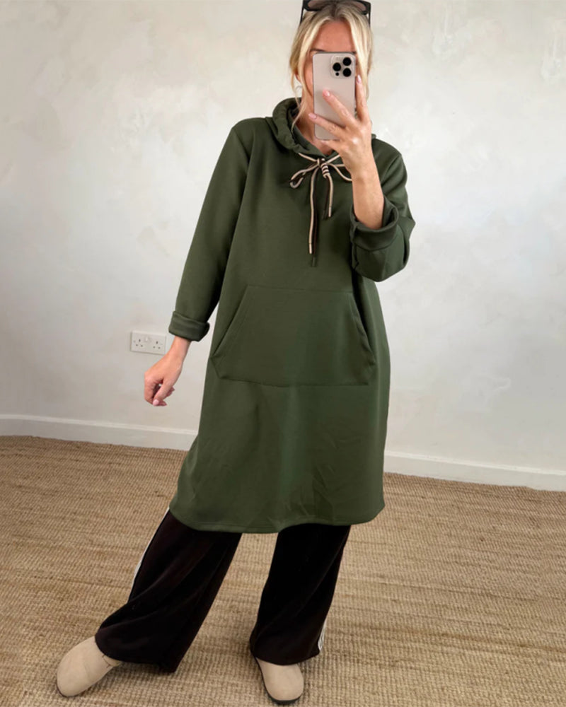 Oversized Kapuzenkleid mit Taschen