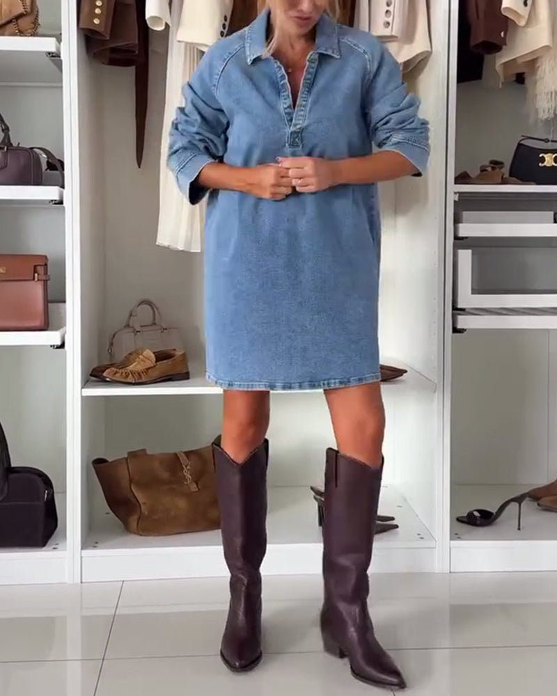 Weite Kleid mit 3/4-Raglanärmeln