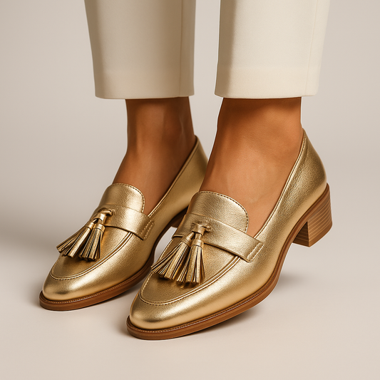Valerie™ | Damen Goldene Loafers