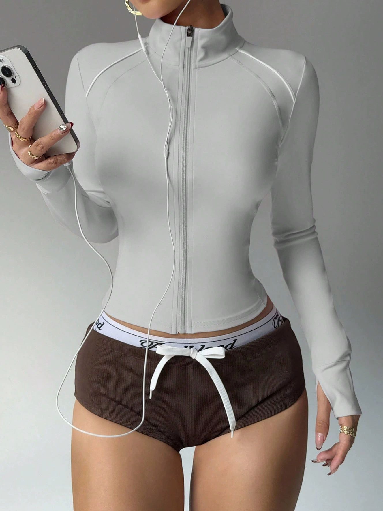 Damen Reißverschluss Stehkragenjacken