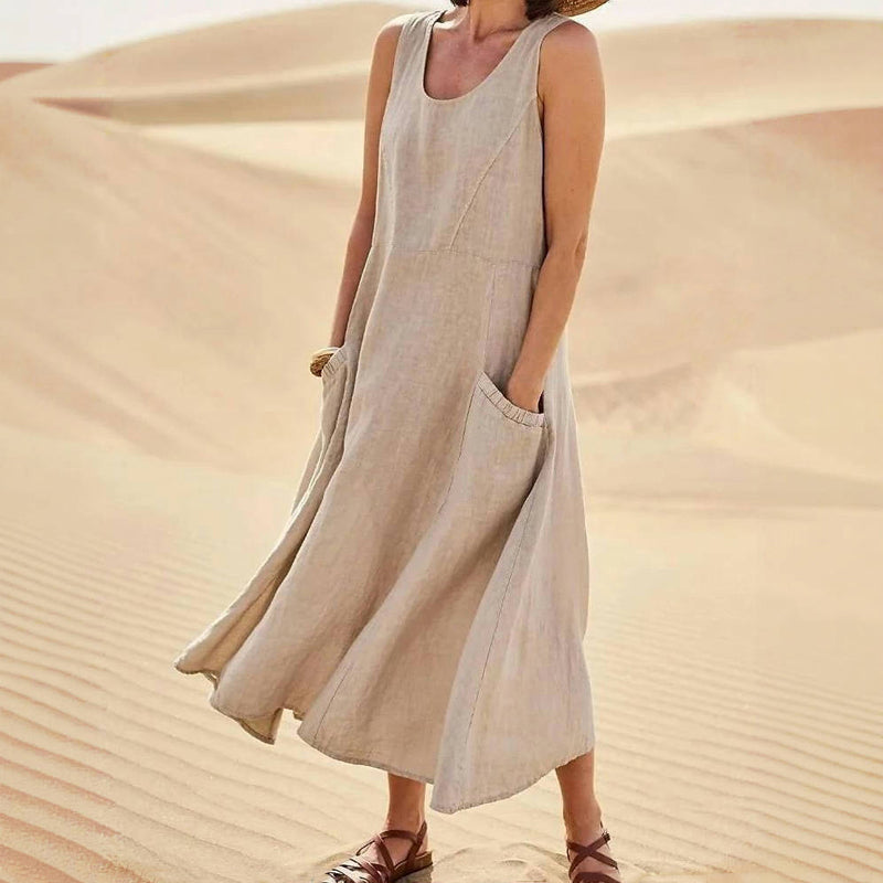 Vintage Einfarbiges Kleid