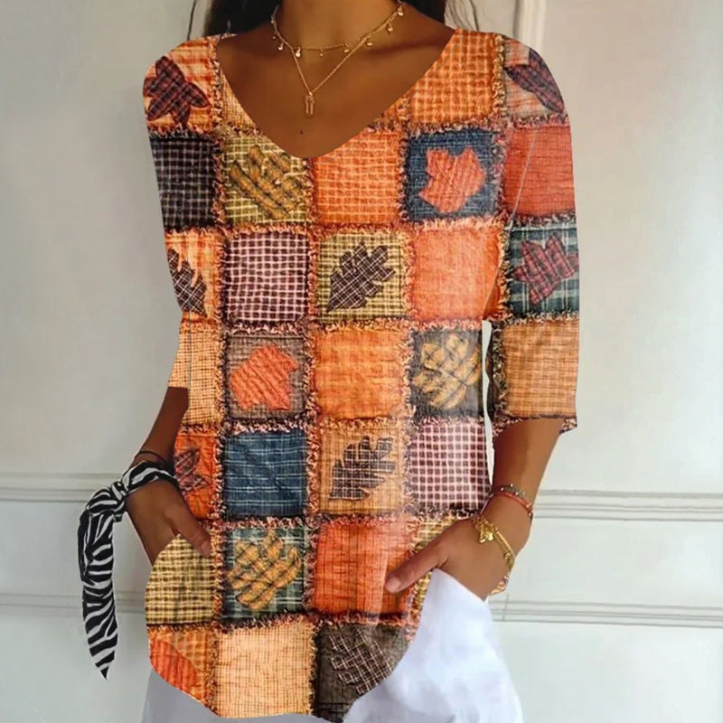 Vintage-Blattdruck T-Shirt