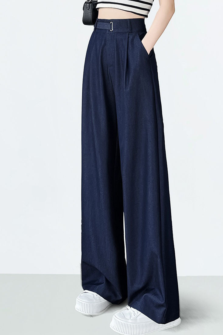 Hoch taillierte, lockere, weiche Denim-Hosen mit weitem Bein