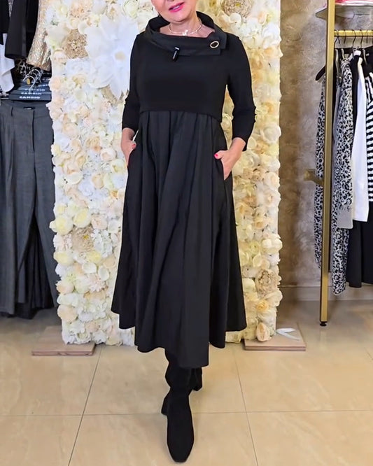 Trendige Uni A-Linien Kleid