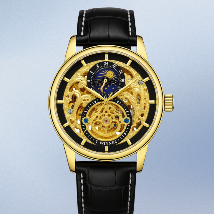 Blake | Mechanische Skelett-Uhr mit Mondphasenanzeige | 44mm