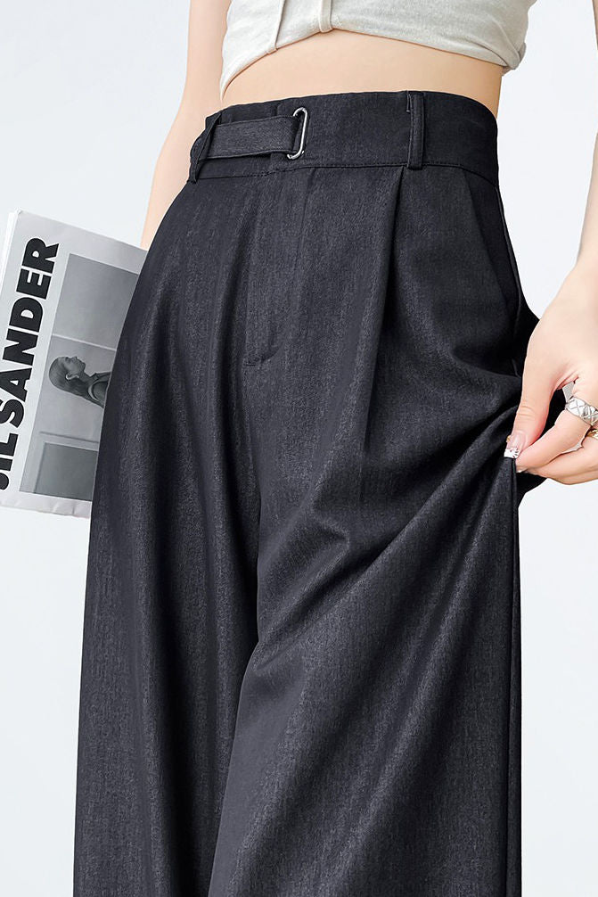 Hoch taillierte, lockere, weiche Denim-Hosen mit weitem Bein