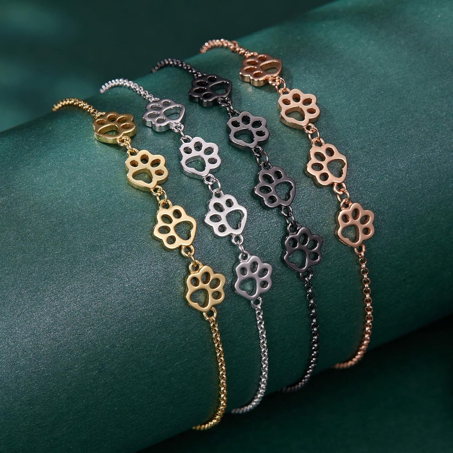 Sterling Silber Pfotenabdruck Armband – Verstellbare Passform