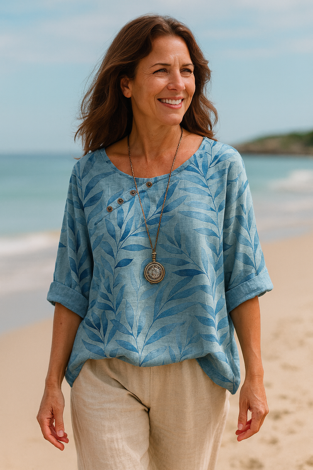 Celia | Naturinspiriertes Top mit Knopfdetails