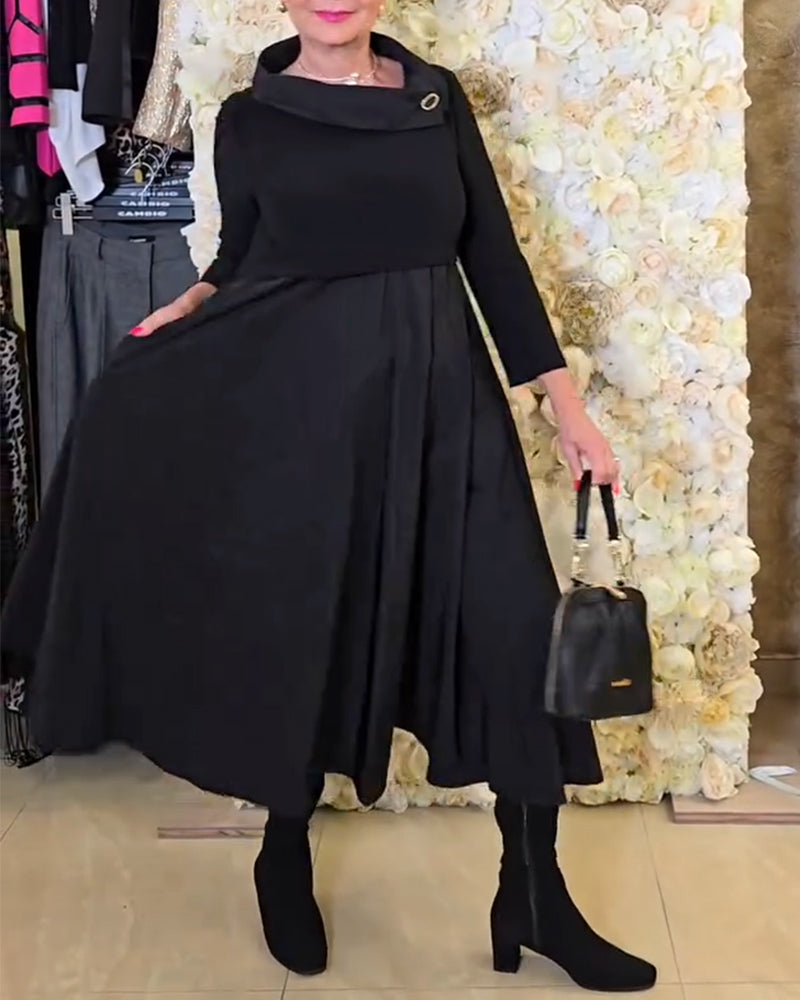 Trendige Uni A-Linien Kleid