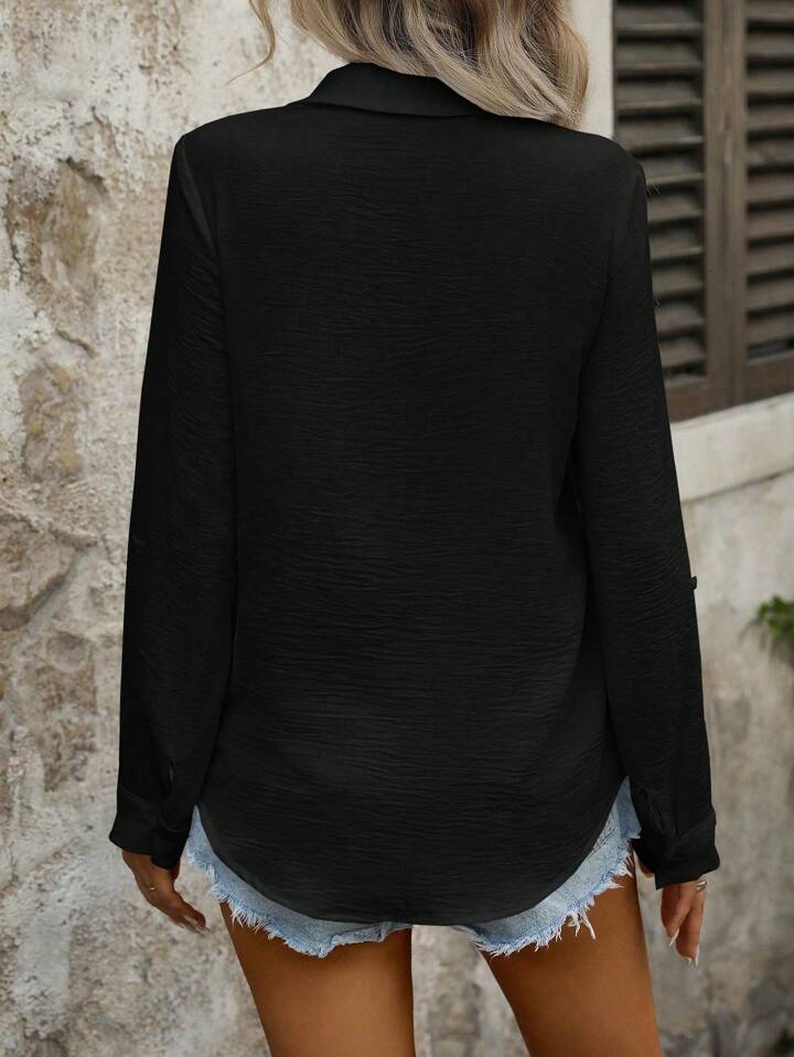 Damen Klassisches Leinen Hemd mit Knöpfen