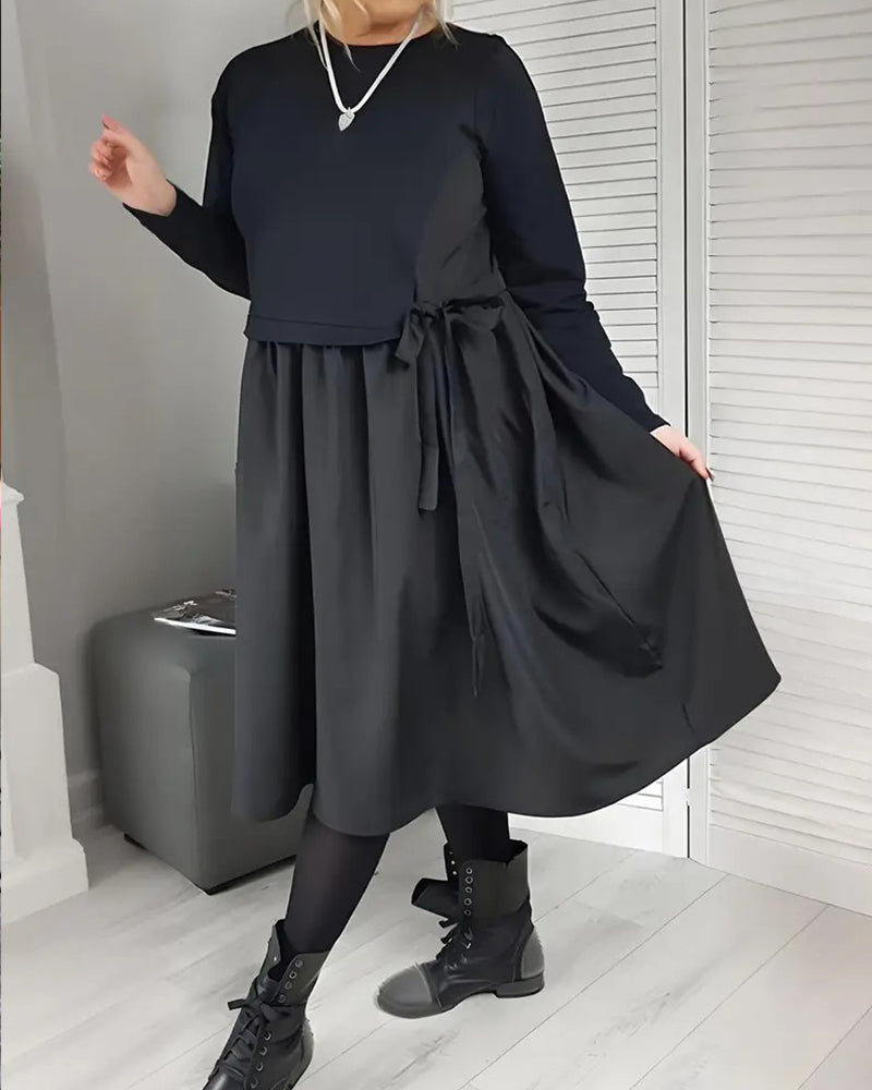 Strickkleid Patchwork Seitenschleife