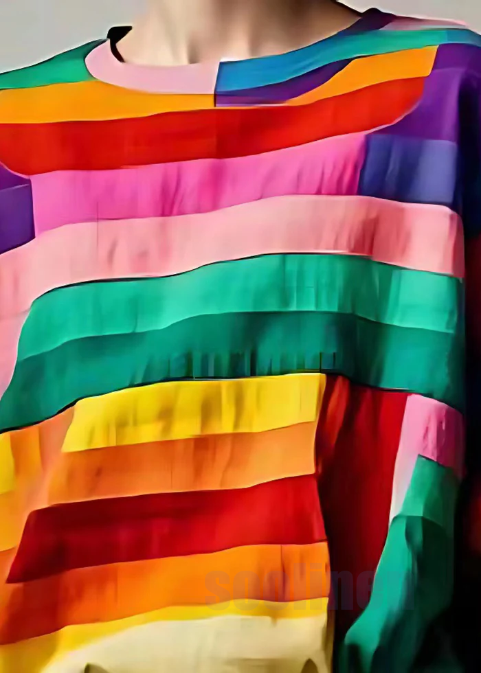 Fitted Multicolour Striped Patchwork Baumwolltank Sommer