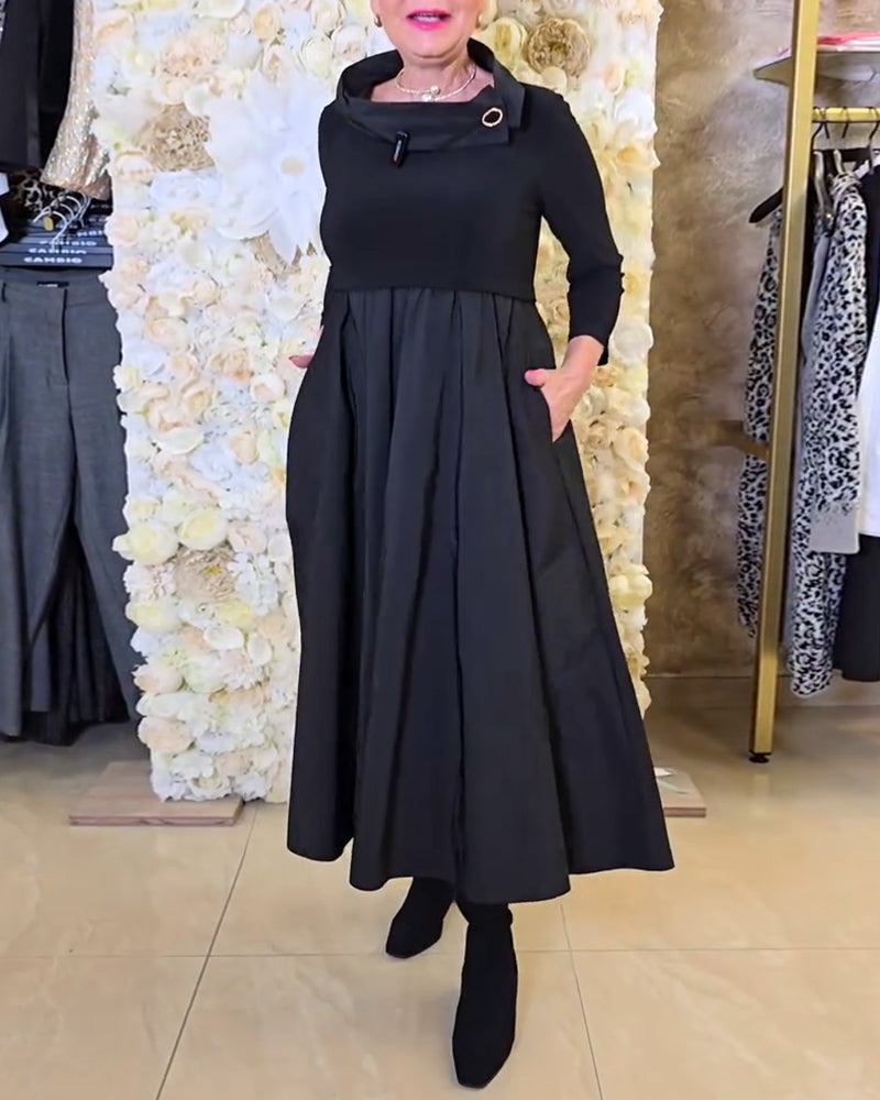 Trendige Uni A-Linien Kleid