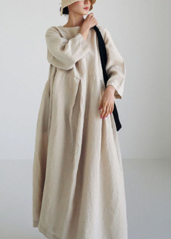 Aprikosen Baumwollkleider mit Taschen Patchwork Frühling