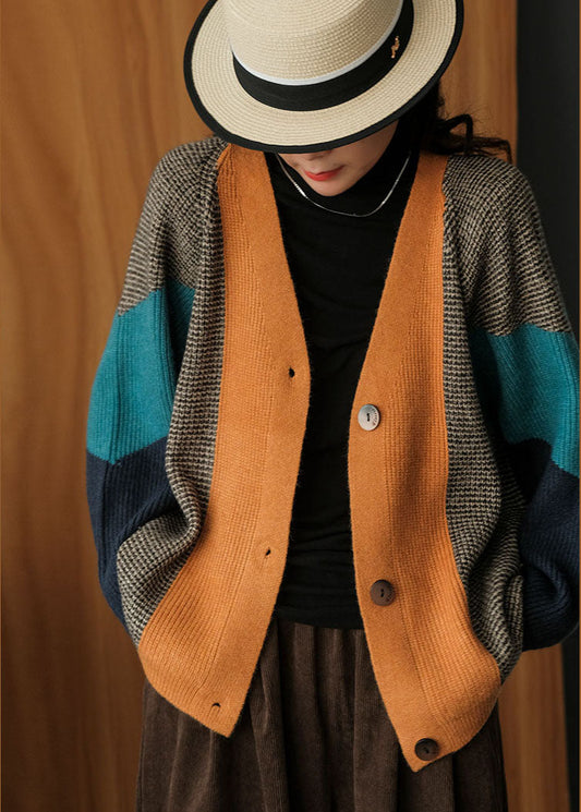 Art Colorblock Oversized Patchwork Strickcardigan Winter