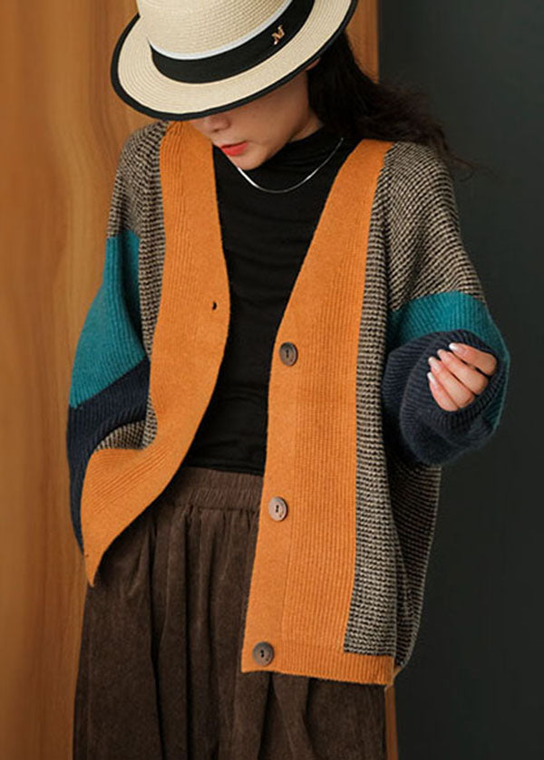 Art Colorblock Oversized Patchwork Strickcardigan Winter