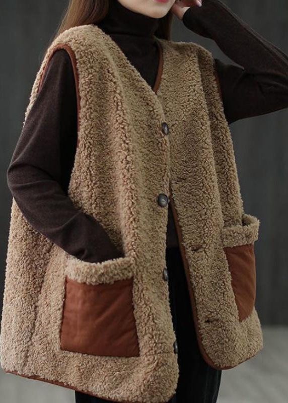 Art Khaki Knopf Taschen Herbst Dicke Bluse Weste