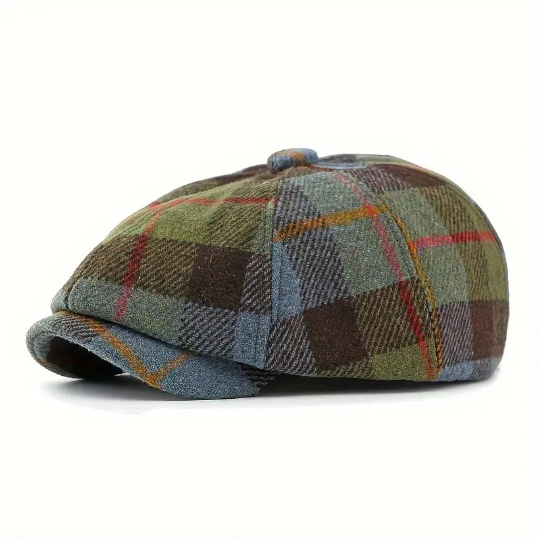 Kariertes Wollmischung Newsboy Cap | TOLEDO