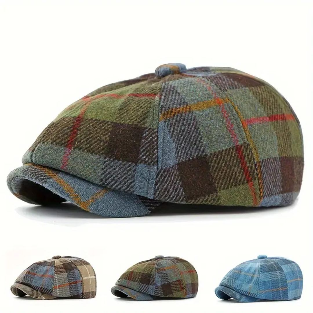 Kariertes Wollmischung Newsboy Cap | TOLEDO