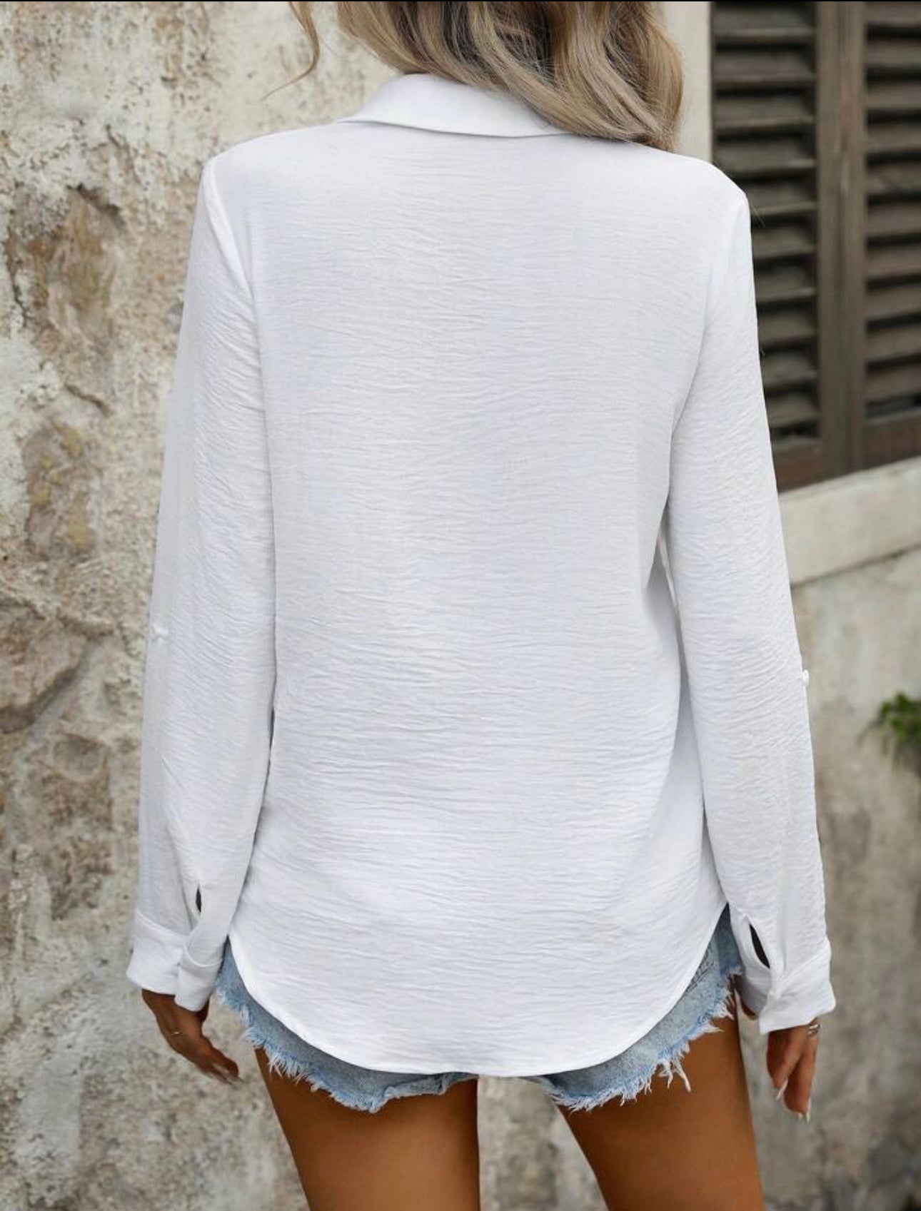 Damen Klassisches Leinen Hemd mit Knöpfen