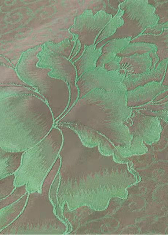 Schöne grüne Mandarin-Kragen Button-Print Seidenbluse Top Frühling