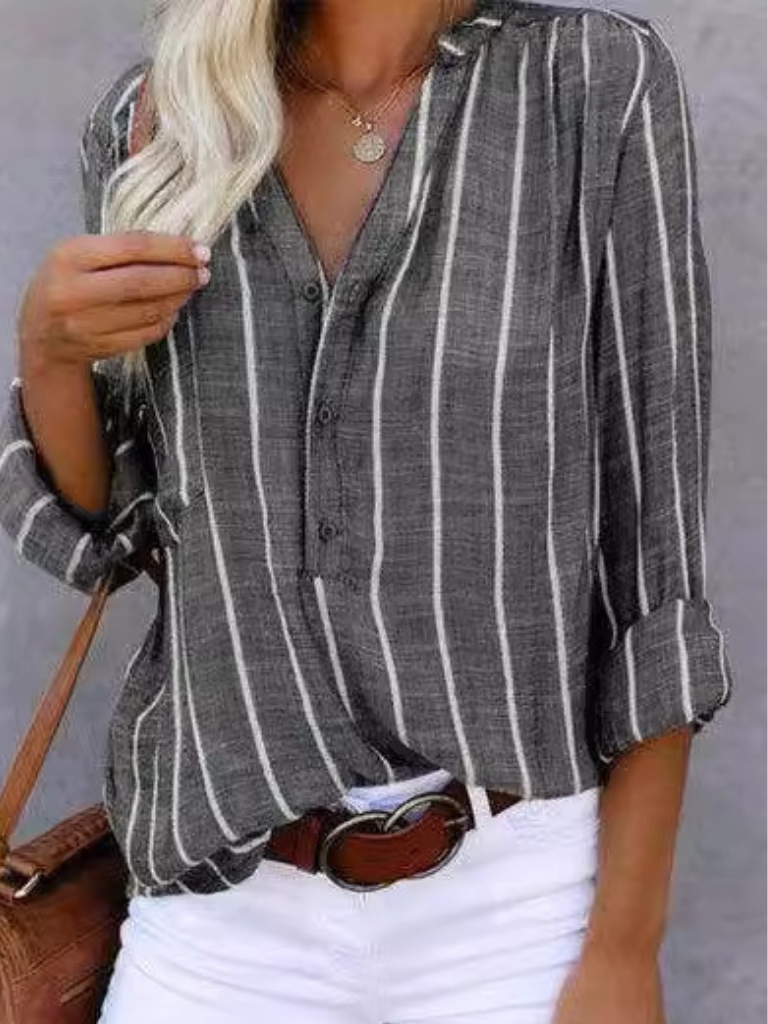 LANE GESTREIFTE KNOPFBLOUSE