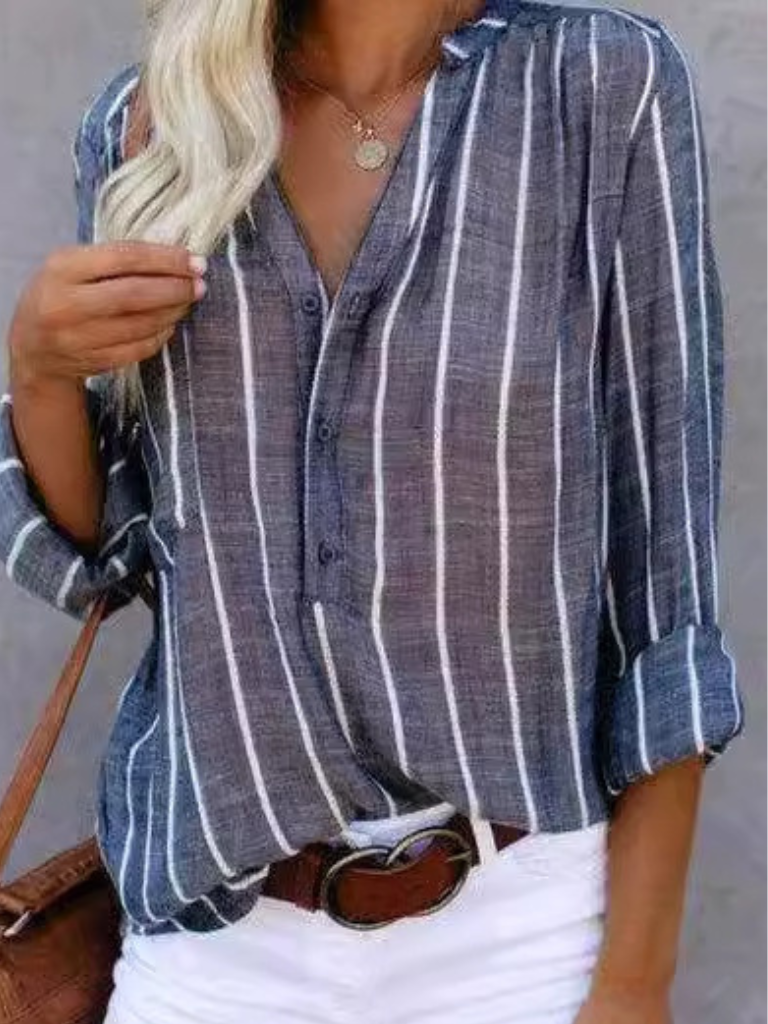 LANE GESTREIFTE KNOPFBLOUSE