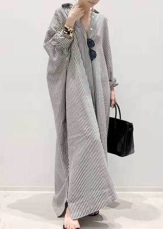 Boutique Schwarzes Peter Pan Kragen Gestreiftes Hemd Kleid Frühling