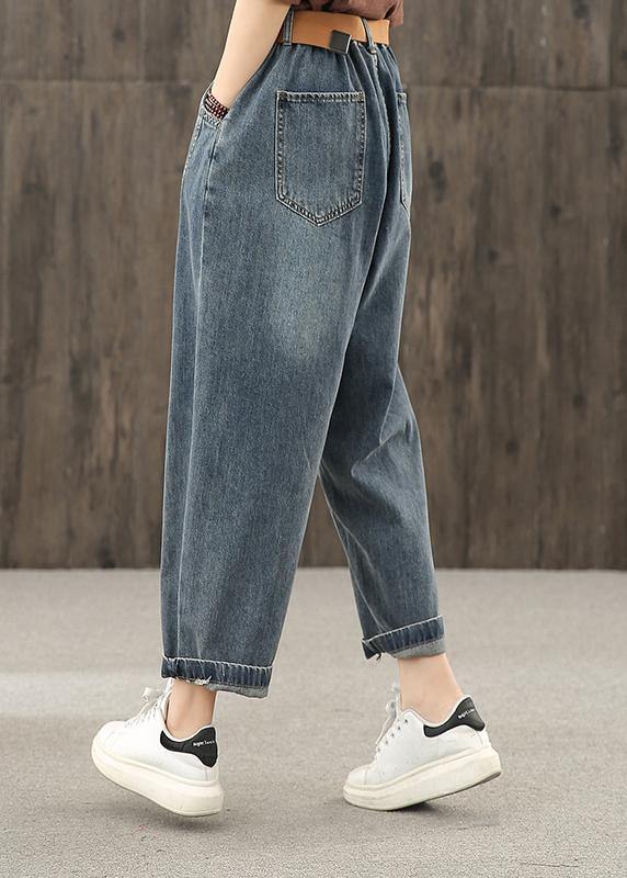 Helle Linien Dekoration Retro gewaschenes Denim Herbst neue lässige Hosen