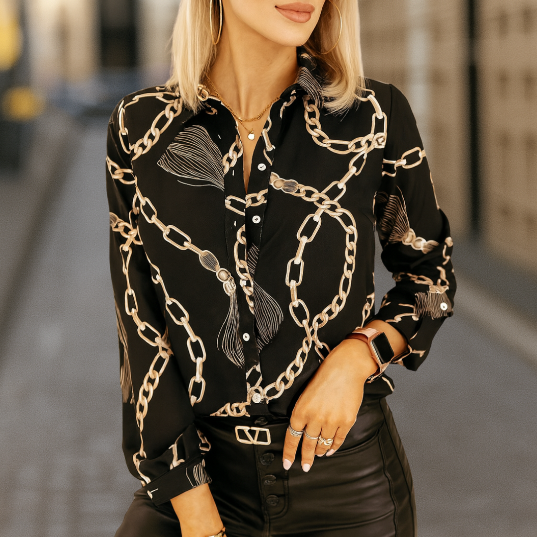 Gabriella Elegante Couture Stil Ketten-Link Damenbluse