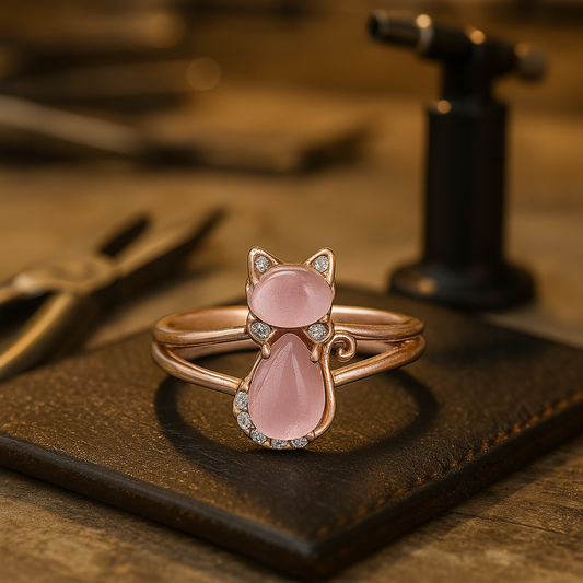 Katze Ring in Roségold
