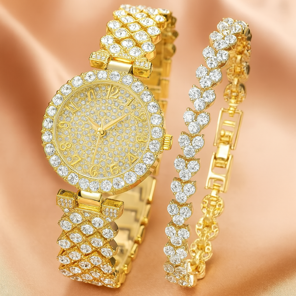 Luxe Radiance Gold Uhr & Armband Set | Gold