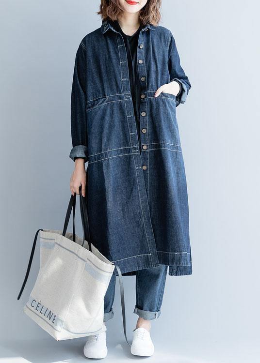 Schicke seitlich offene feine Mäntel Damen Denim Blau lockere Jacken Herbst