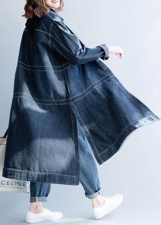 Schicke seitlich offene feine Mäntel Damen Denim Blau lockere Jacken Herbst