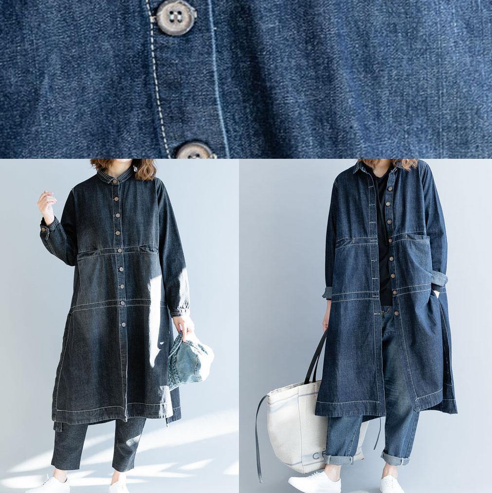 Schicke seitlich offene feine Mäntel Damen Denim Blau lockere Jacken Herbst