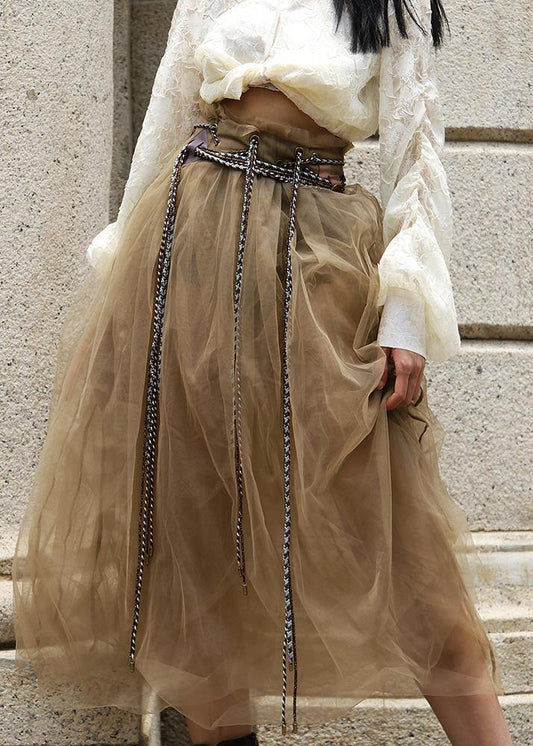 Bequemer Khaki-Tie-Waist Patchwork-Rock Sommer